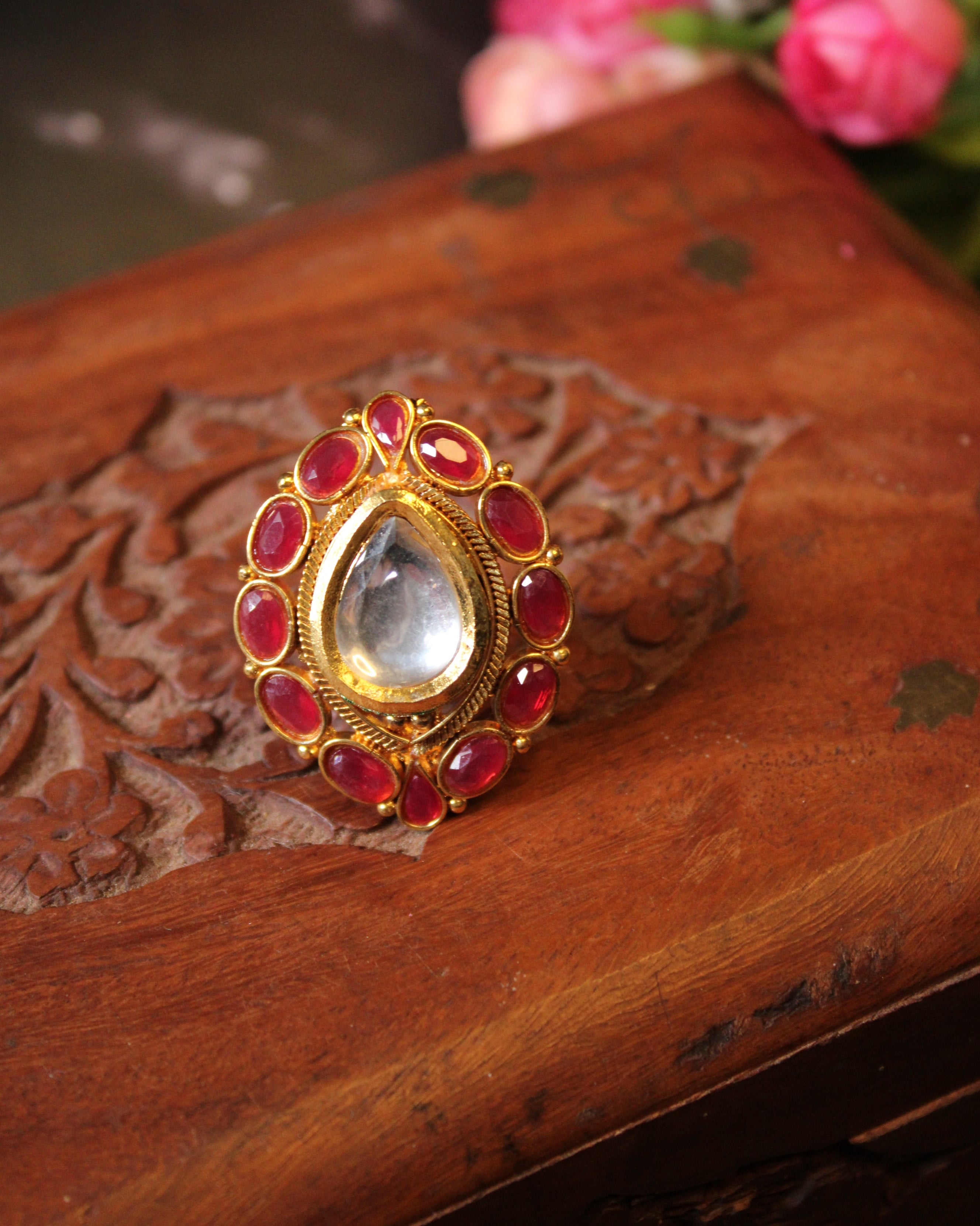 Mira Kundan Statement Ring