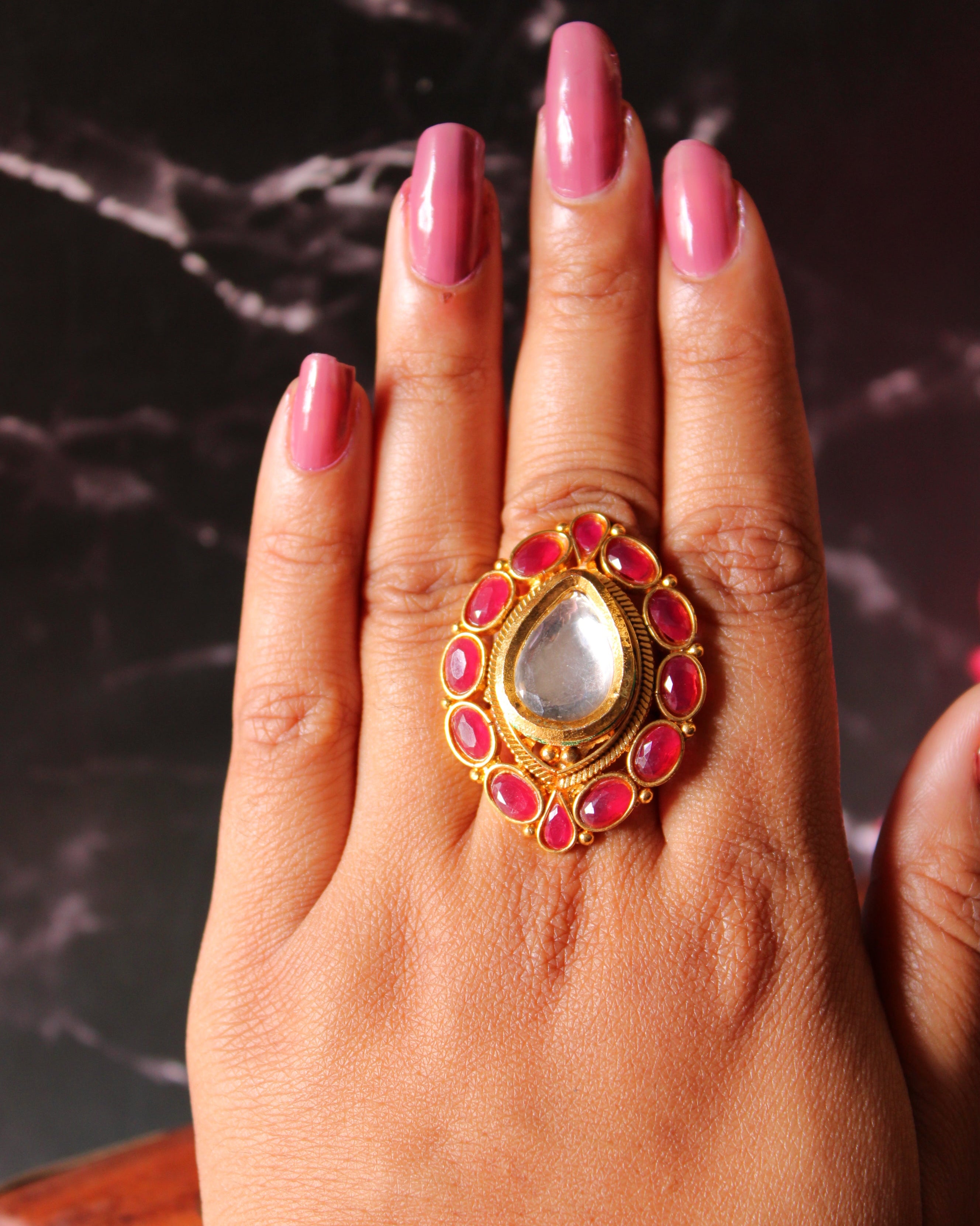 Mira Kundan Statement Ring