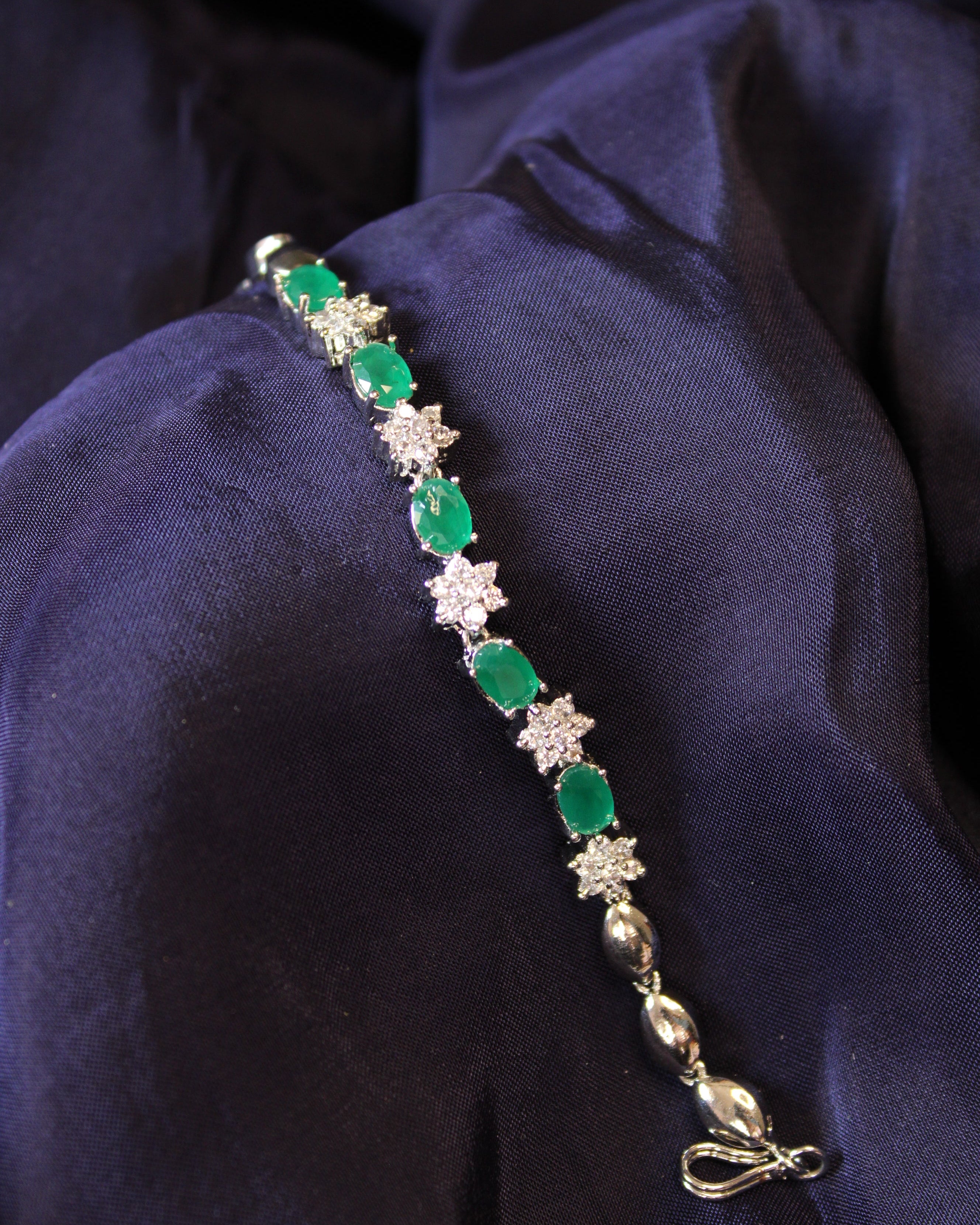 emerald bracelet with silver finish