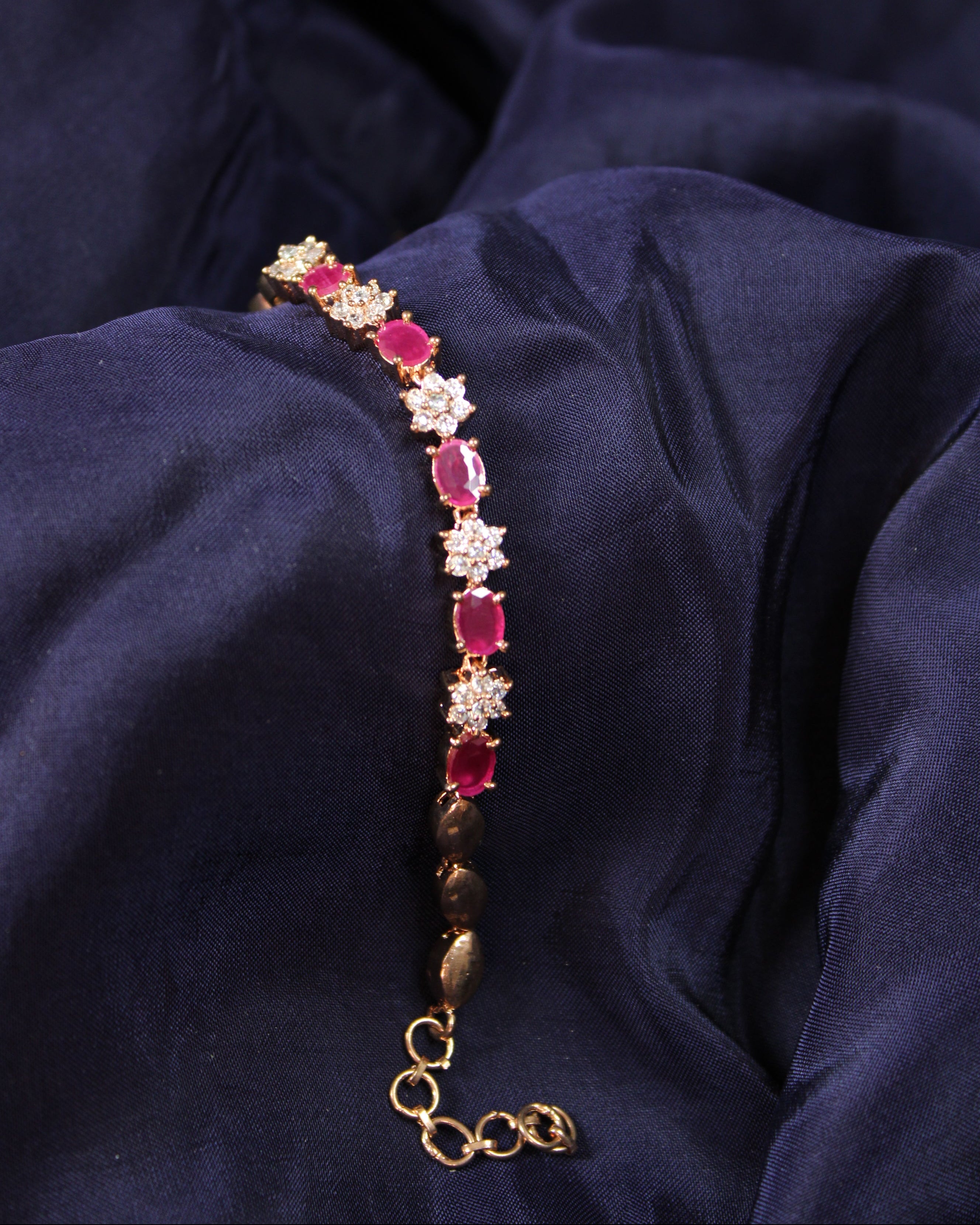 ruby bracelet with rose gold finish
